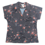 LIBERTY HOUSE Womens Printed Blouse Black Collared Floral M