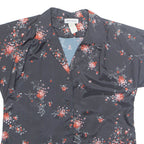LIBERTY HOUSE Womens Printed Blouse Black Collared Floral M