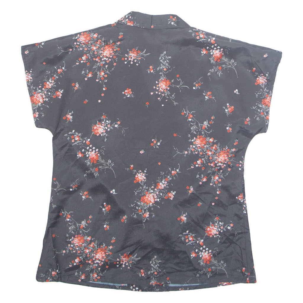 LIBERTY HOUSE Womens Printed Blouse Black Collared Floral M