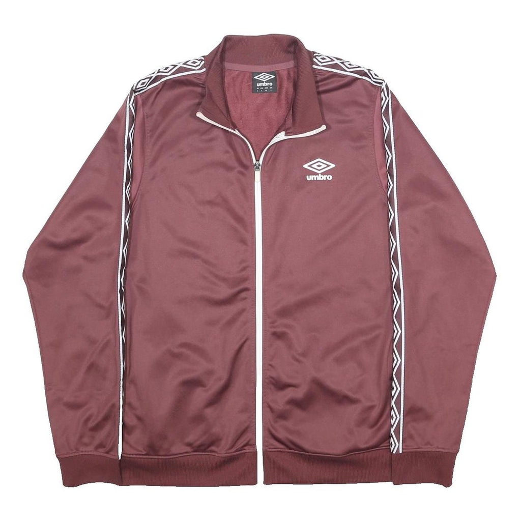 UMBRO Mens Maroon & White Track Jacket L Polyester Zip Sportswear