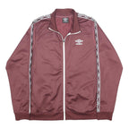 UMBRO Mens Maroon & White Track Jacket L Polyester Zip Sportswear