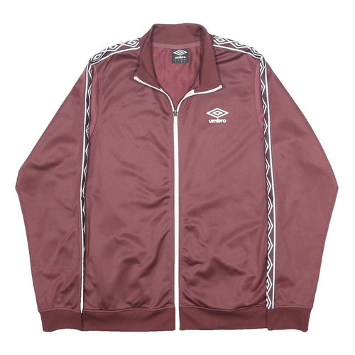 UMBRO Mens Maroon & White Track Jacket L Polyester Zip Sportswear