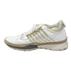 DSQUARED2 Womens Low Top Trainers Gold & White Leather UK 6 Designer Footwear