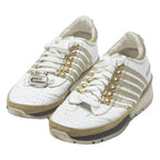 DSQUARED2 Womens Low Top Trainers Gold & White Leather UK 6 Designer Footwear