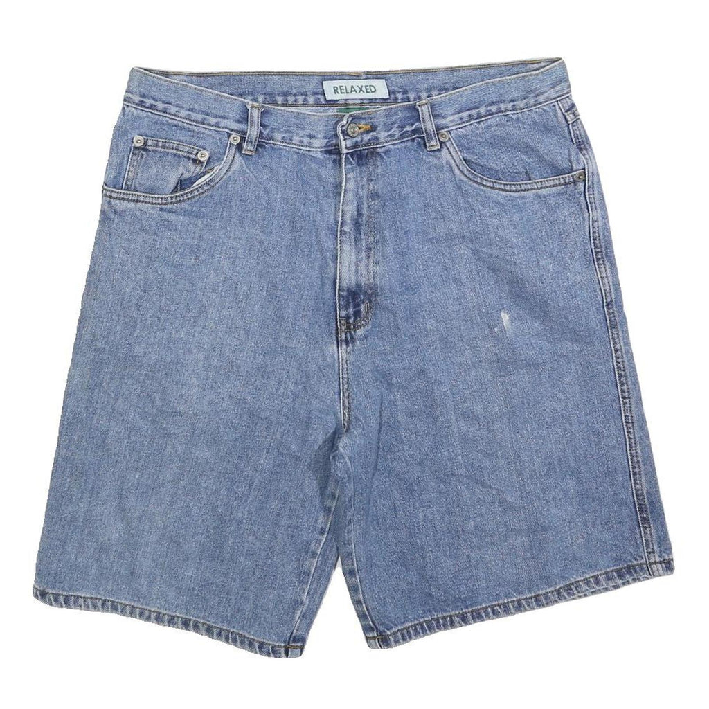 FALLS CREEK Mens Denim Blue Relaxed Fit L W36 Shorts Casual Cotton Blend