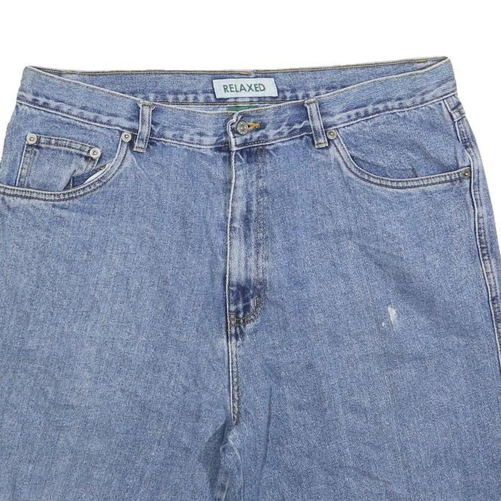 FALLS CREEK Mens Denim Blue Relaxed Fit L W36 Shorts Casual Cotton Blend