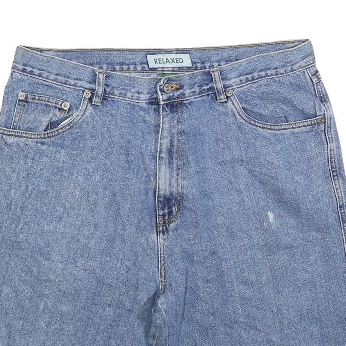 FALLS CREEK Mens Denim Blue Relaxed Fit L W36 Shorts Casual Cotton Blend