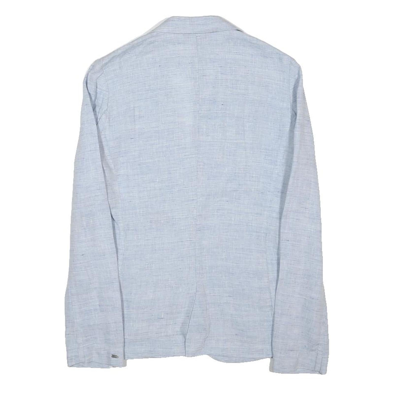 TOMMY HILFIGER Womens Light Blue Linen Blazer Jacket M Woven Button Casual