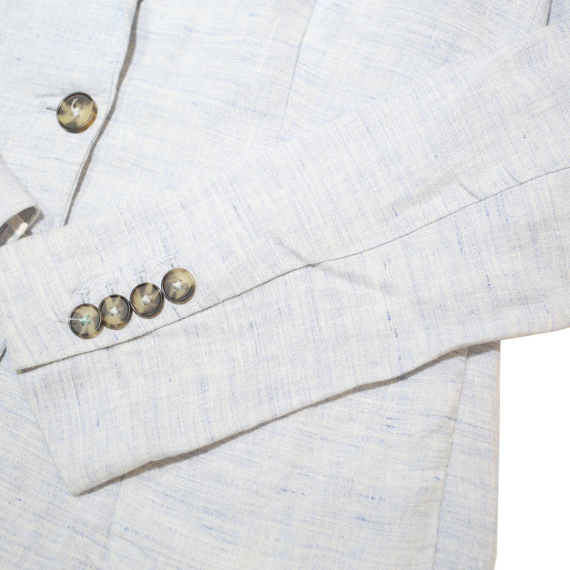 TOMMY HILFIGER Womens Light Blue Linen Blazer Jacket M Woven Button Casual