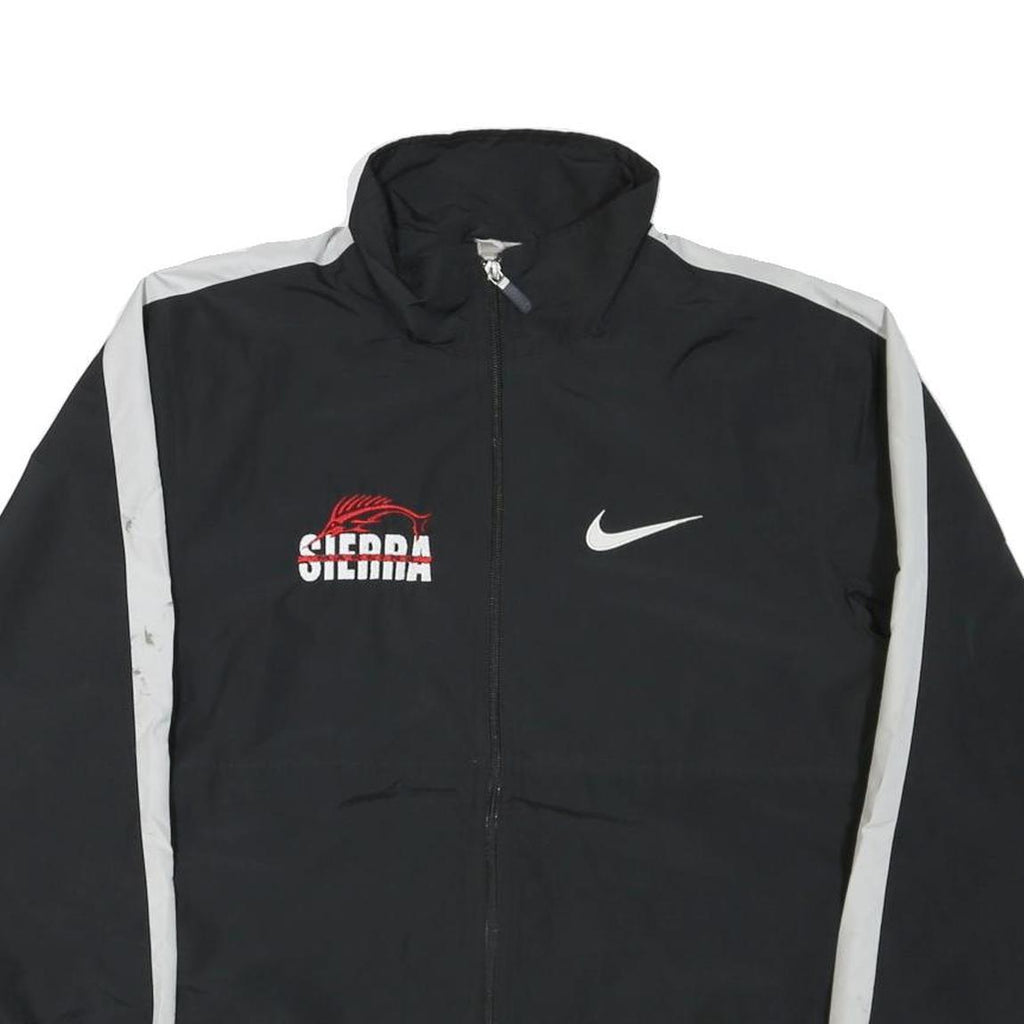 NIKE Mens Black & White Sports Zip Up Jacket L Polyester Blend Casual