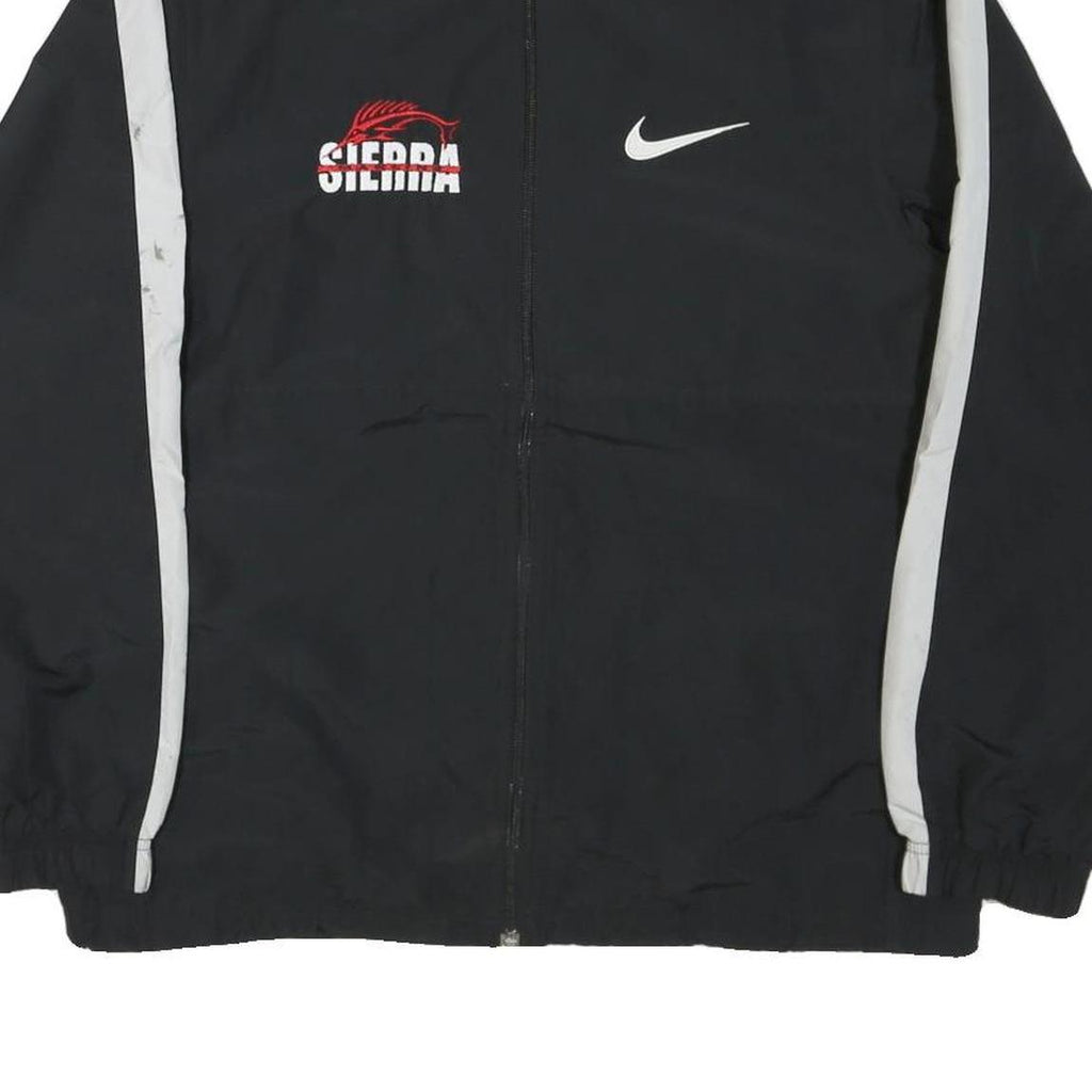 NIKE Mens Black & White Sports Zip Up Jacket L Polyester Blend Casual