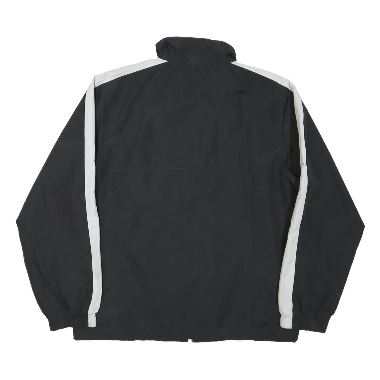 NIKE Mens Black & White Sports Zip Up Jacket L Polyester Blend Casual