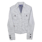 TRUSSARDI Womens Grey Linen Blend Tailored Jacket XS Button Detail