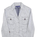 TRUSSARDI Womens Grey Linen Blend Tailored Jacket XS Button Detail