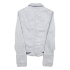 TRUSSARDI Womens Grey Linen Blend Tailored Jacket XS Button Detail