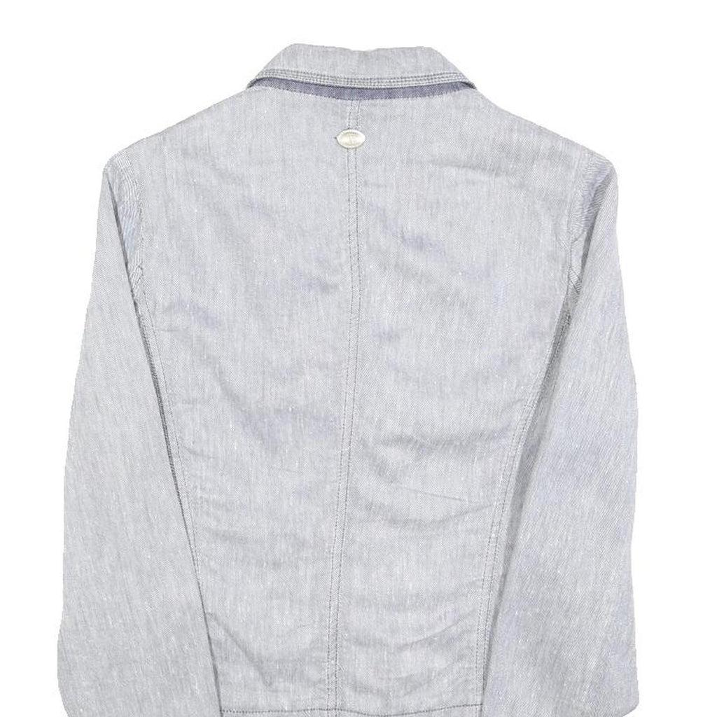 TRUSSARDI Womens Grey Linen Blend Tailored Jacket XS Button Detail