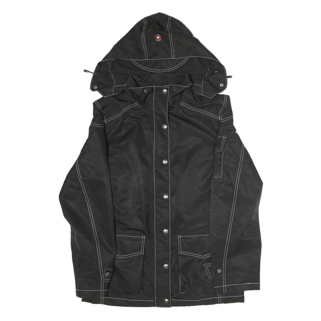 WELLENSTYN Womens Black Zip Jacket L Polyester Plain Contrast Stitching
