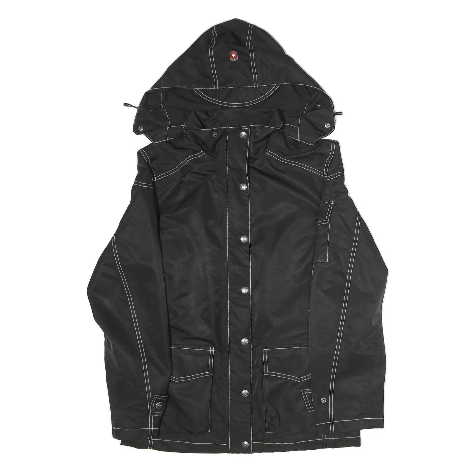 WELLENSTYN Womens Black Zip Jacket L Polyester Plain Contrast Stitching