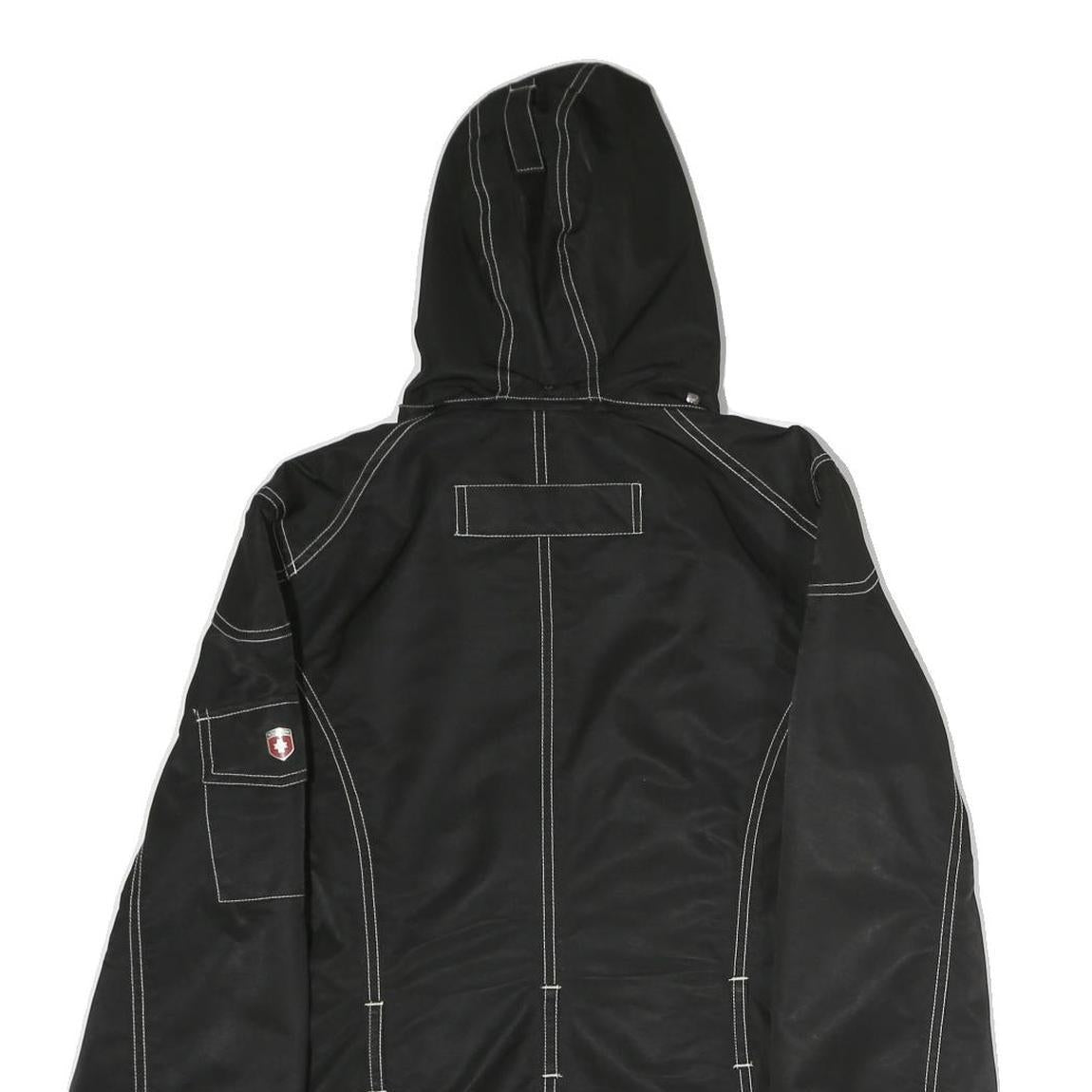 WELLENSTYN Womens Black Zip Jacket L Polyester Plain Contrast Stitching