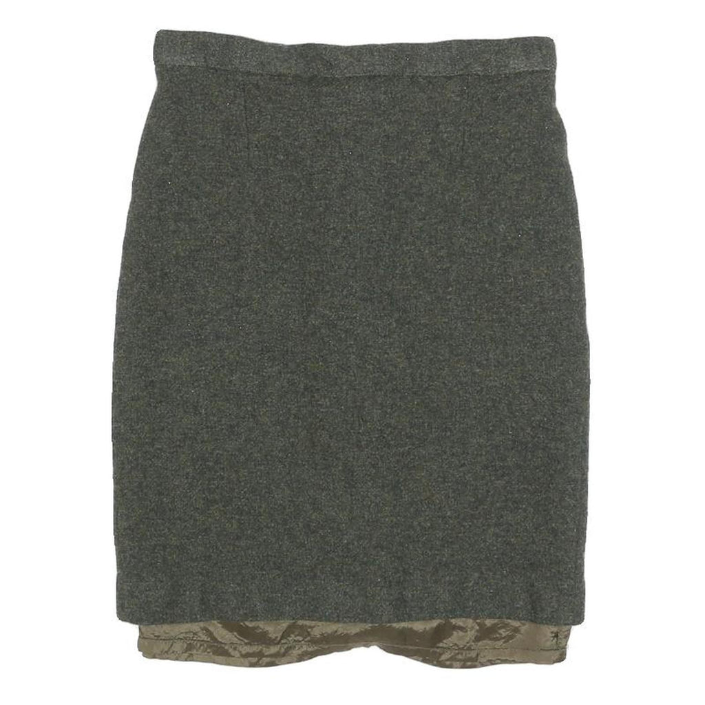 LAURA ASHLEY Womens Grey Wool Straight Knee Length Woven Skirt XS