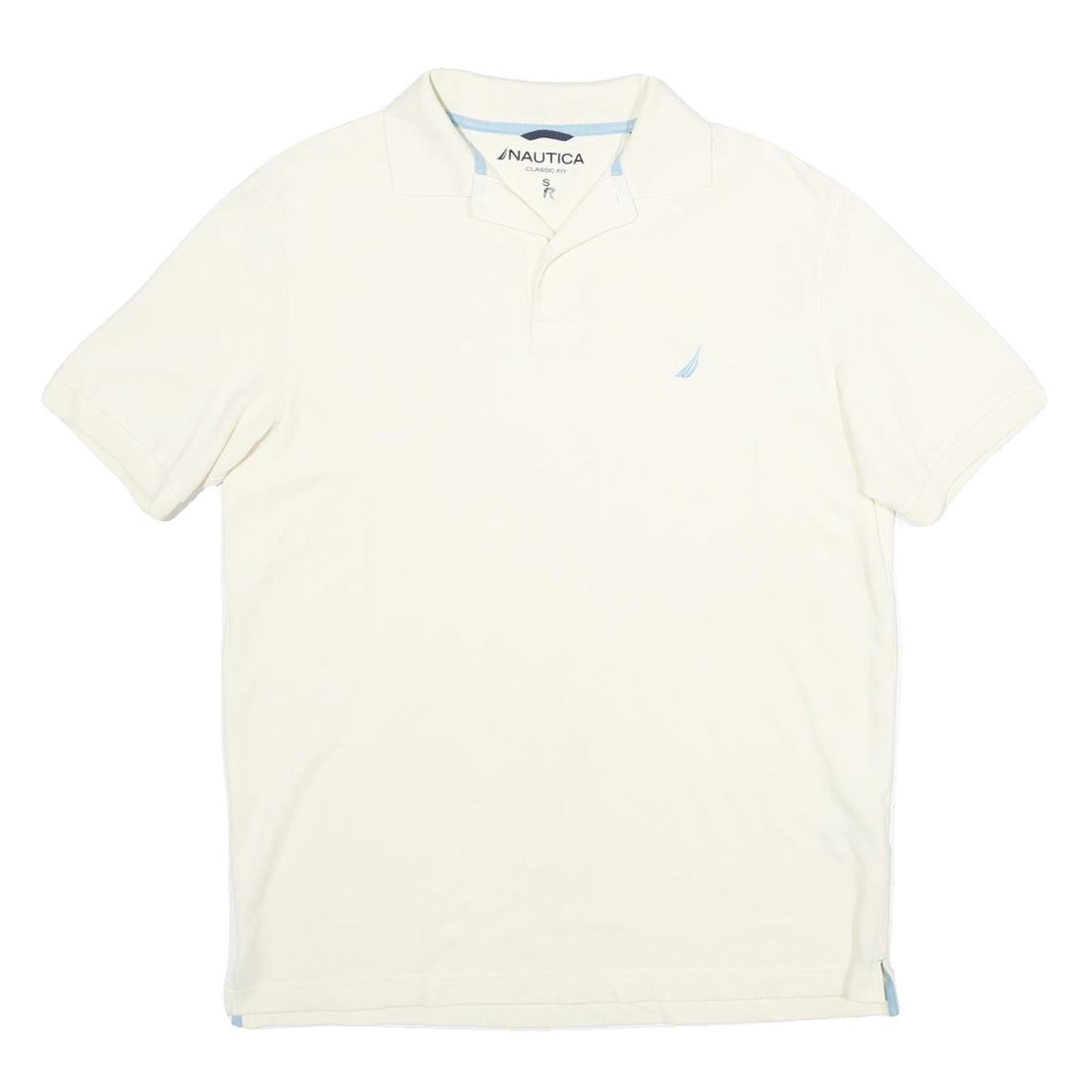 NAUTICA Mens White Short Sleeve Plain Polo Shirt S Classic Fit Cotton