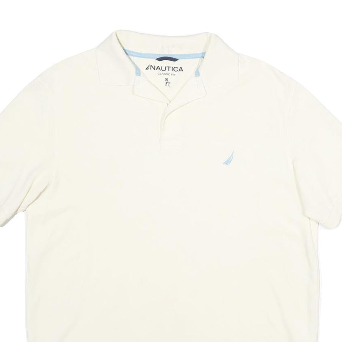 NAUTICA Mens White Short Sleeve Plain Polo Shirt S Classic Fit Cotton