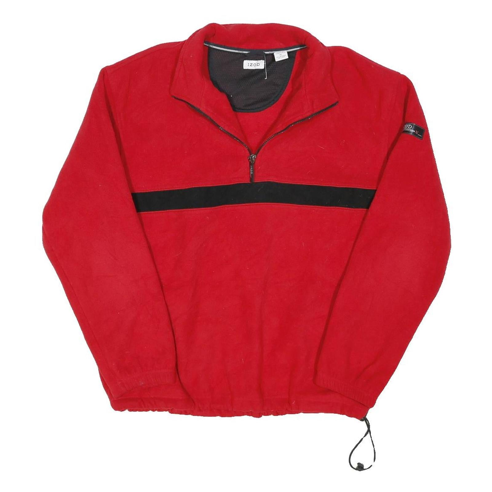 IZOD Mens Red & Black Half Zip Polyester Blend Jacket XL Fleece Casual