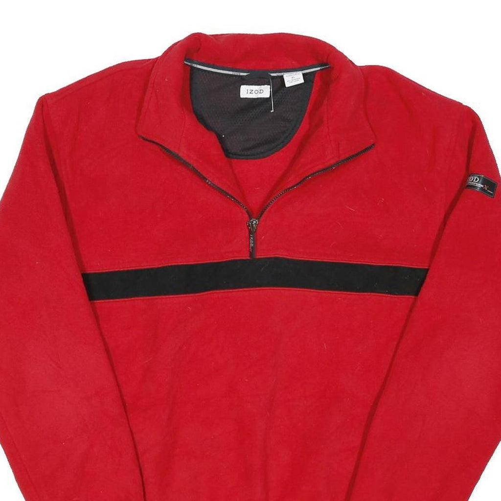 IZOD Mens Red & Black Half Zip Polyester Blend Jacket XL Fleece Casual