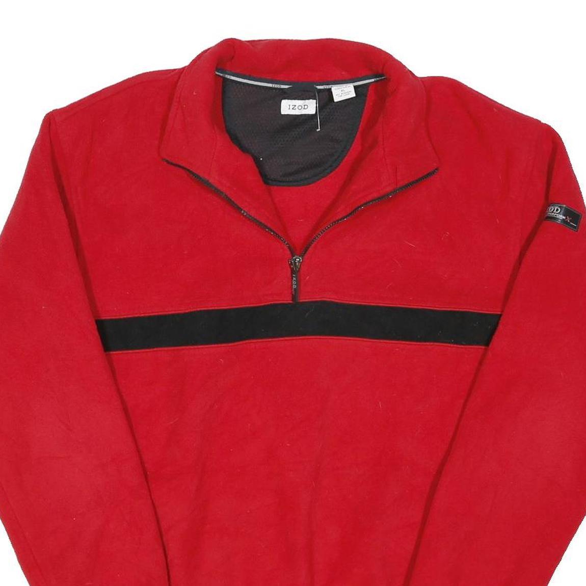 IZOD Mens Red & Black Half Zip Polyester Blend Jacket XL Fleece Casual