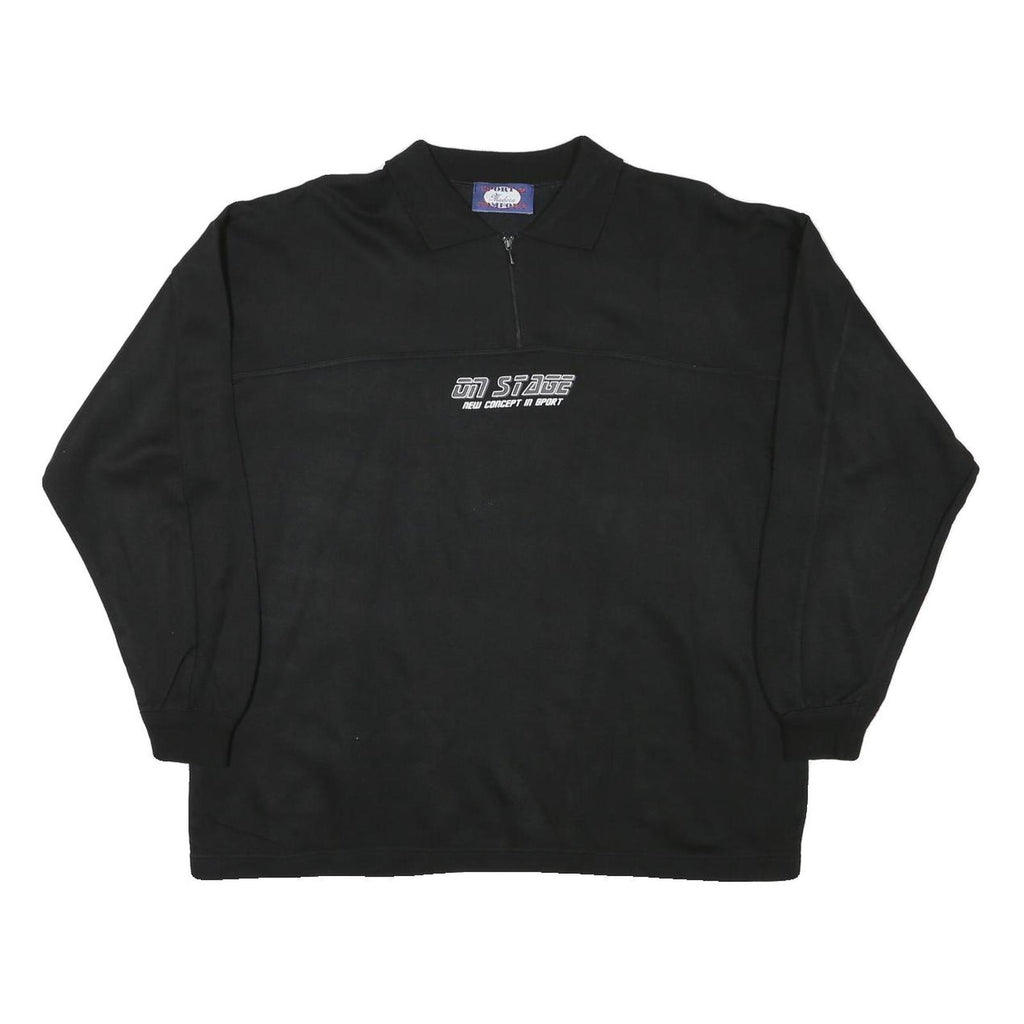 SPORT COMFORT Mens Black 1/4 Zip Sweatshirt L Polyester Sport Casual Pullover