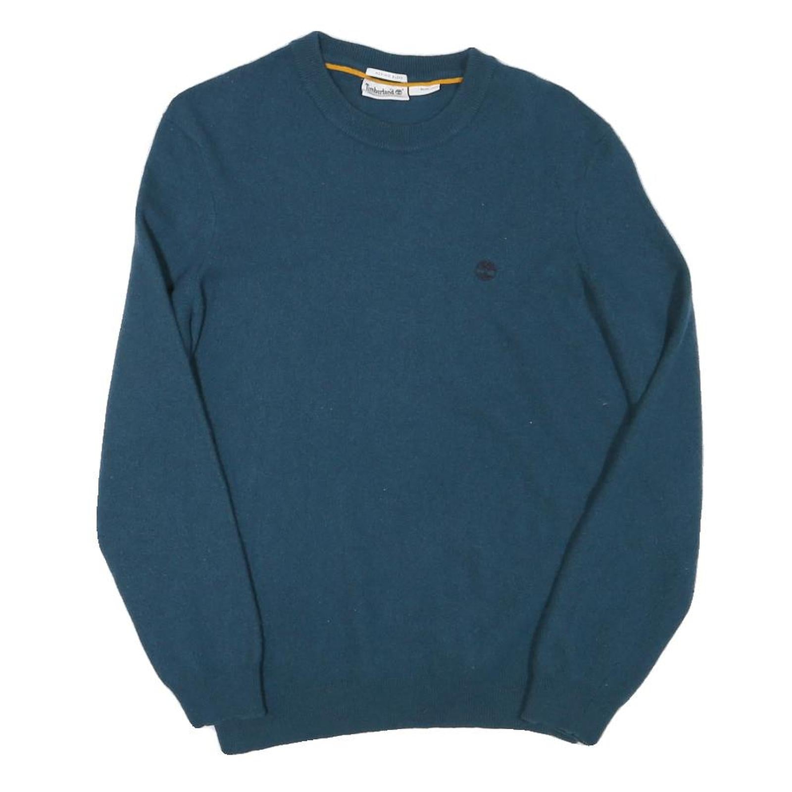TIMBERLAND Mens Blue Plain Wool Blend Pullover Basic Knit Jumper M