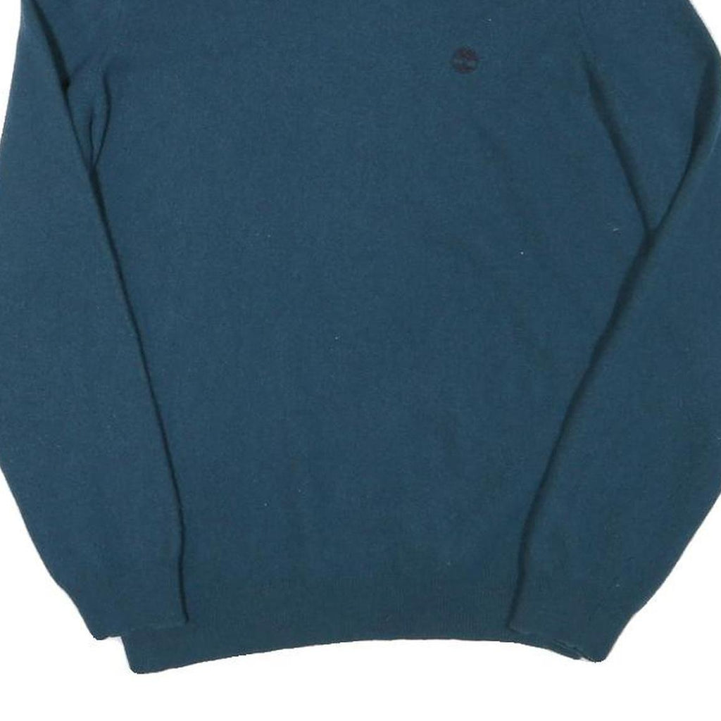TIMBERLAND Mens Blue Plain Wool Blend Pullover Basic Knit Jumper M