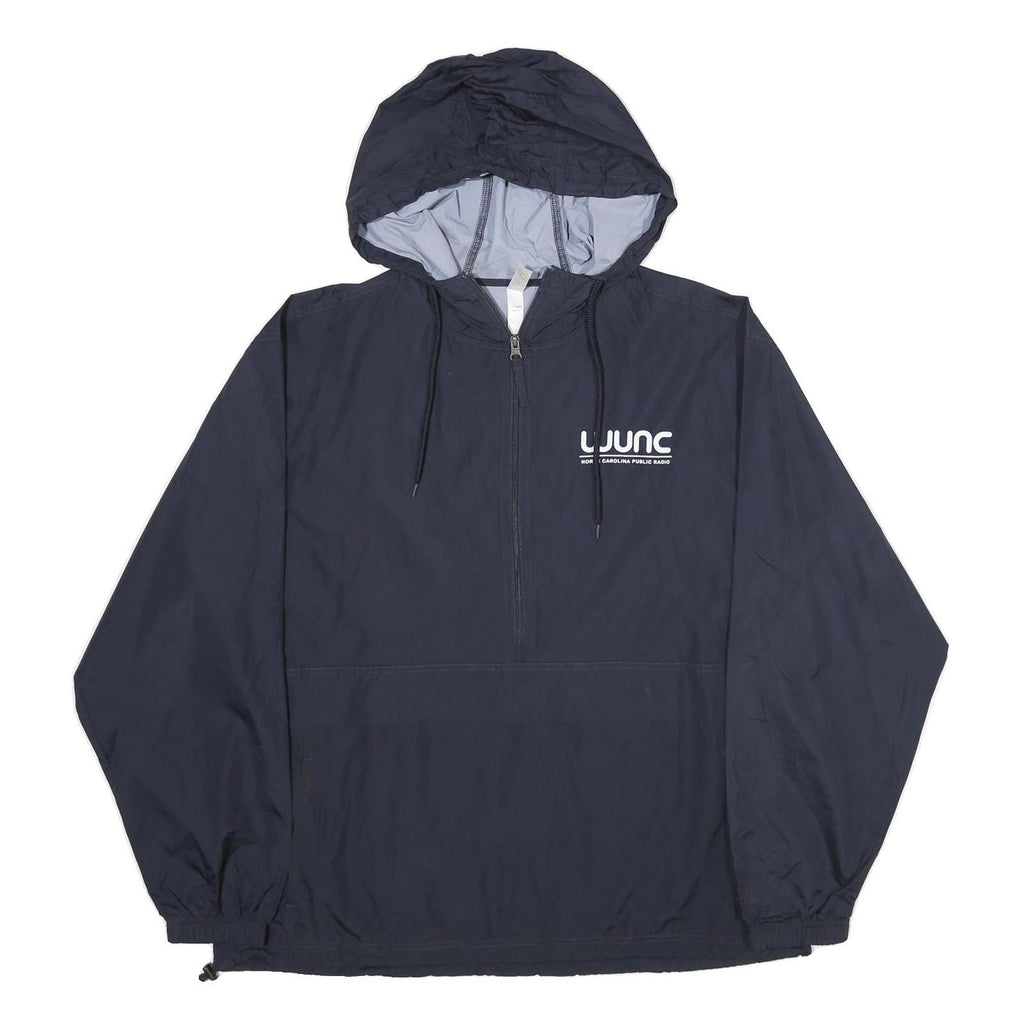 OURAY SPORTSWEAR Mens Navy Blue Hooded Jacket L Polyester Plain Lightweight