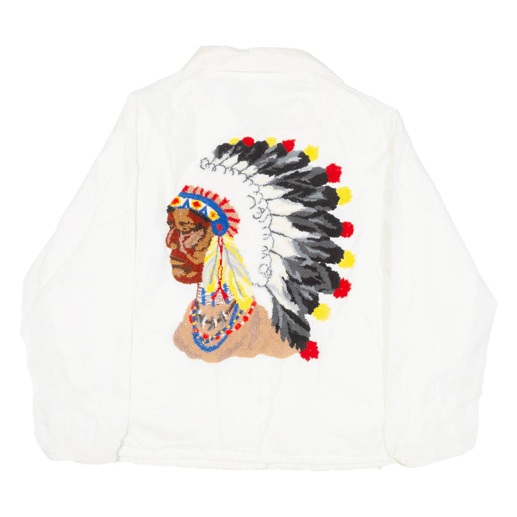 Native American Womens Coach Jacket White Nylon USA L