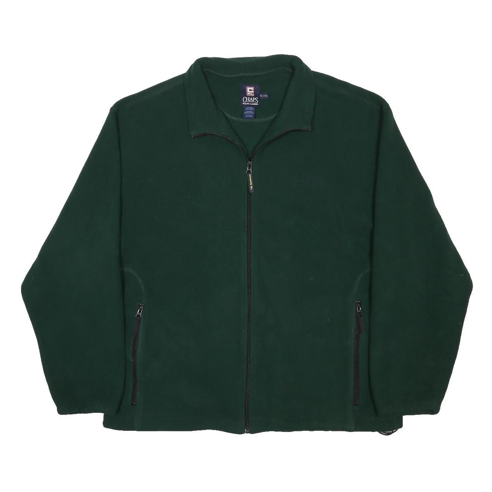 CHAPS RALPH LAUREN Mens Green Zip Jacket XL Polyester Plain Cozy Warm