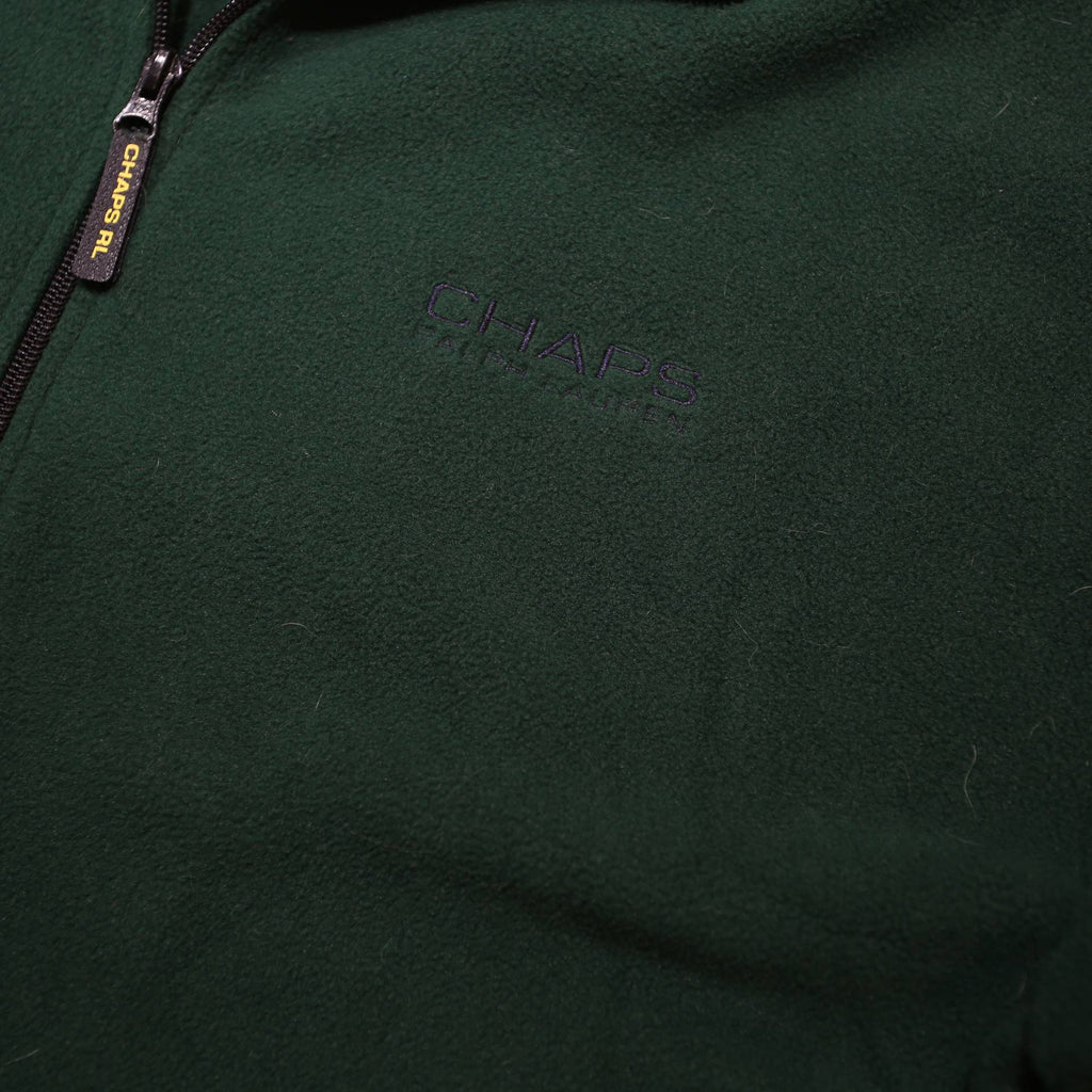 CHAPS RALPH LAUREN Mens Green Zip Jacket XL Polyester Plain Cozy Warm