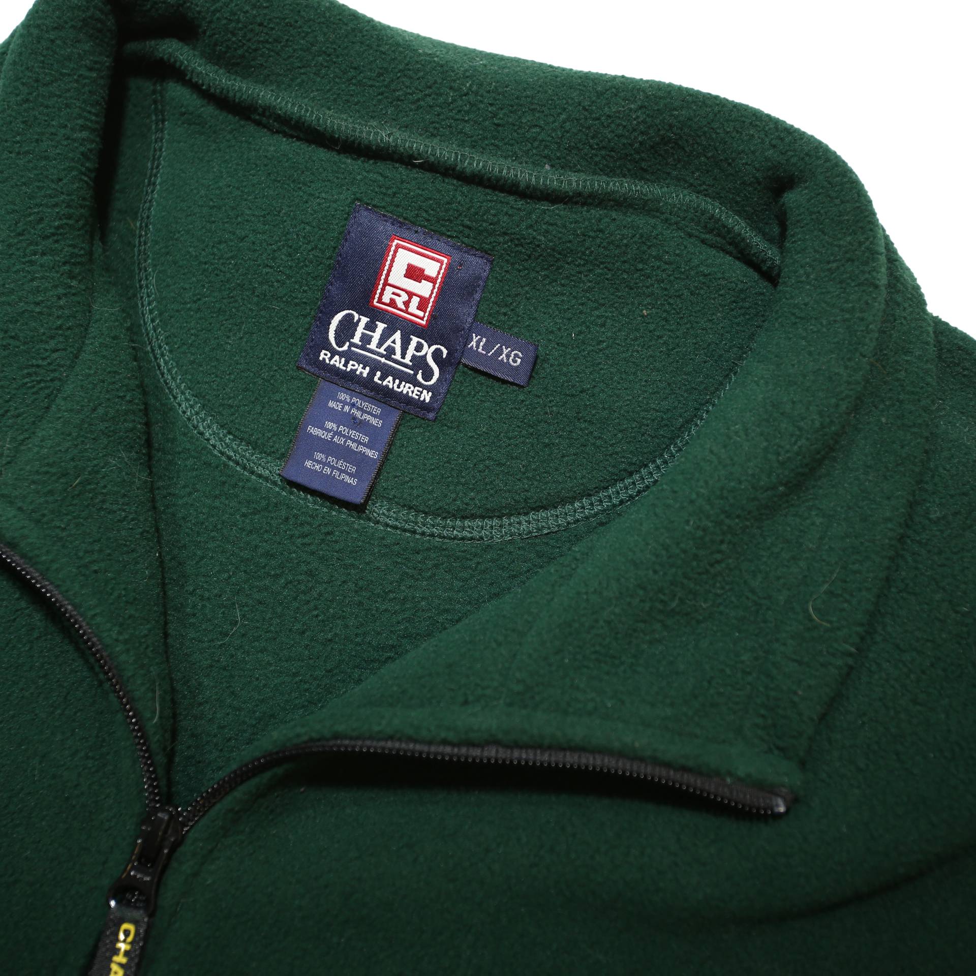 CHAPS RALPH LAUREN Mens Green Zip Jacket XL Polyester Plain Cozy Warm