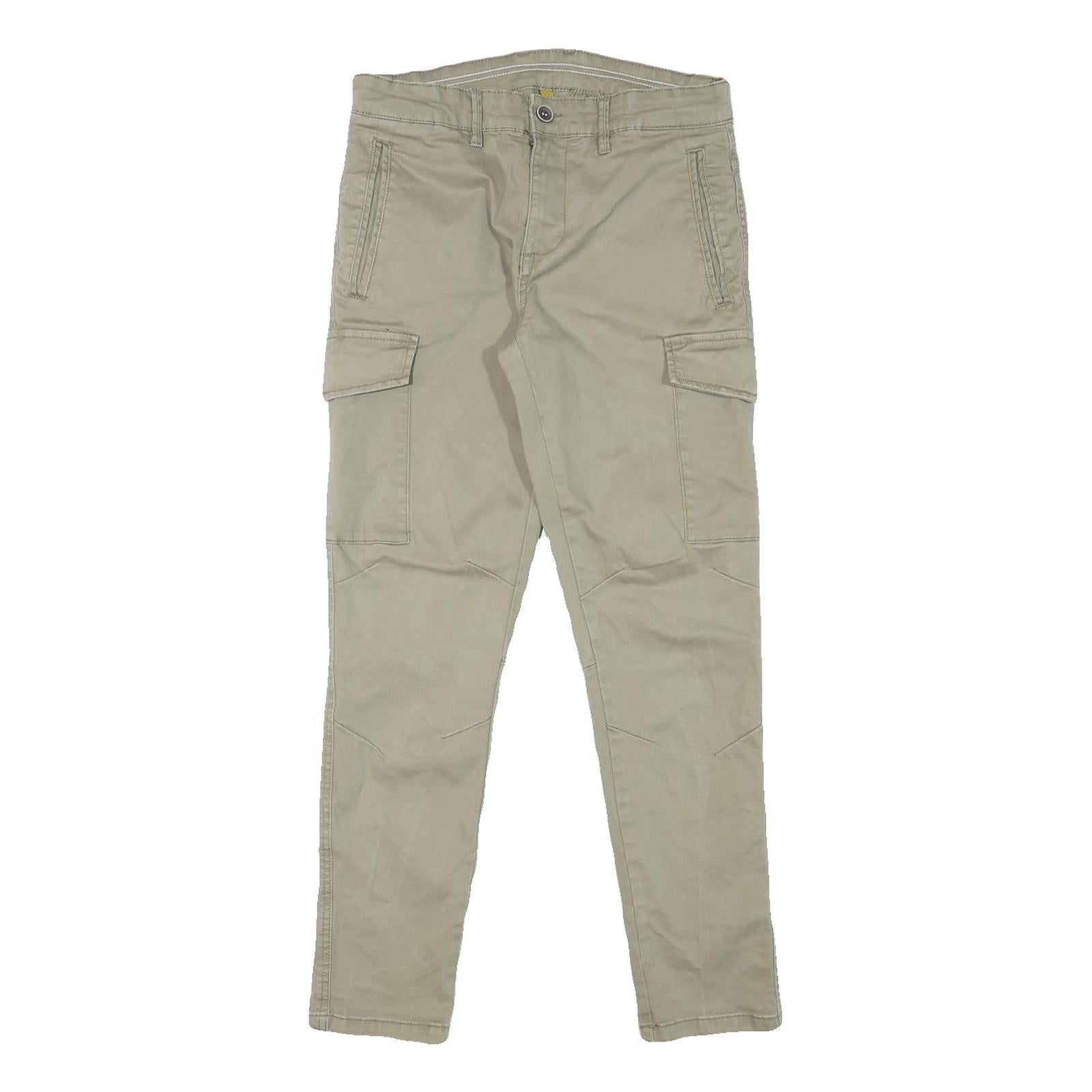 SORBINO Mens Cotton Blend Slim Tapered Beige Trousers W29 L28 Casual Wear