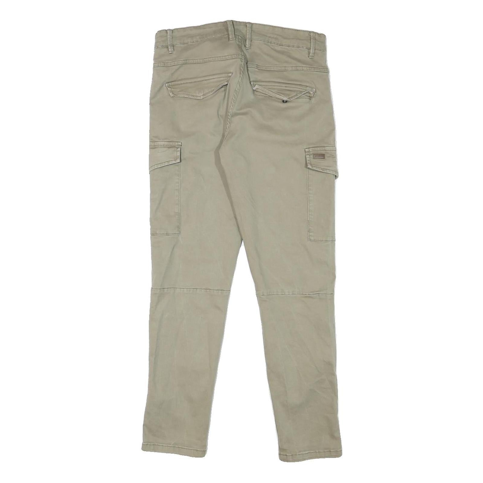 SORBINO Mens Cotton Blend Slim Tapered Beige Trousers W29 L28 Casual Wear
