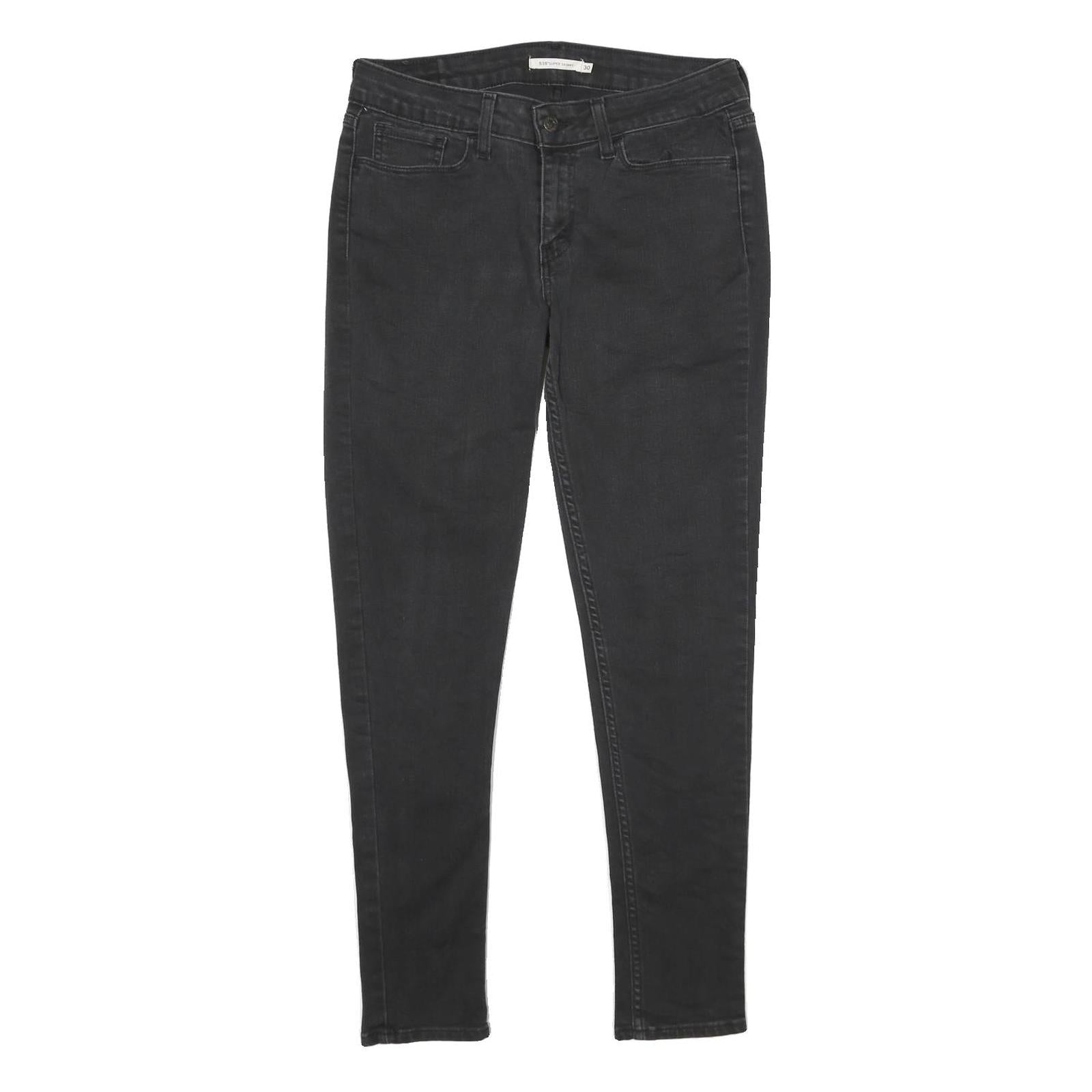 LEVI'S Womens 535 Super Skinny Slim Black Denim Medium W30 L30 Cotton Blend