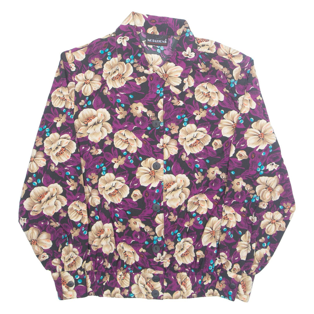 NOTATIONS Womens Printed Shirt Purple Collared Long Sleeve Floral M