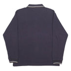 LOTTO Mens Navy Blue Long Sleeve Plain Polo Shirt L Classic Cotton Sportswear