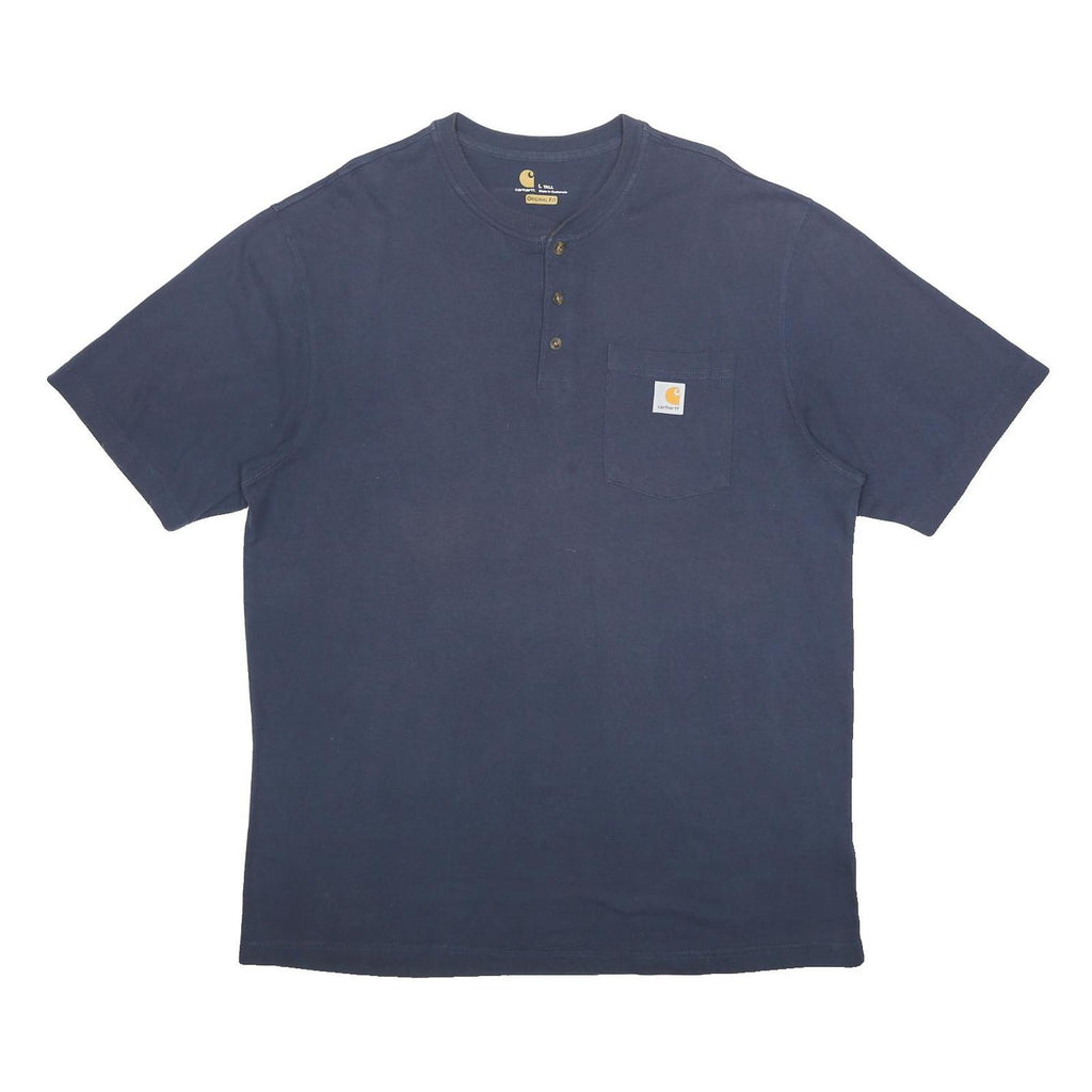 CARHARTT Mens Blue Henley L Short Sleeve Crew Neck Cotton Blend T-Shirt