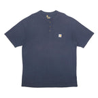 CARHARTT Mens Blue Henley L Short Sleeve Crew Neck Cotton Blend T-Shirt