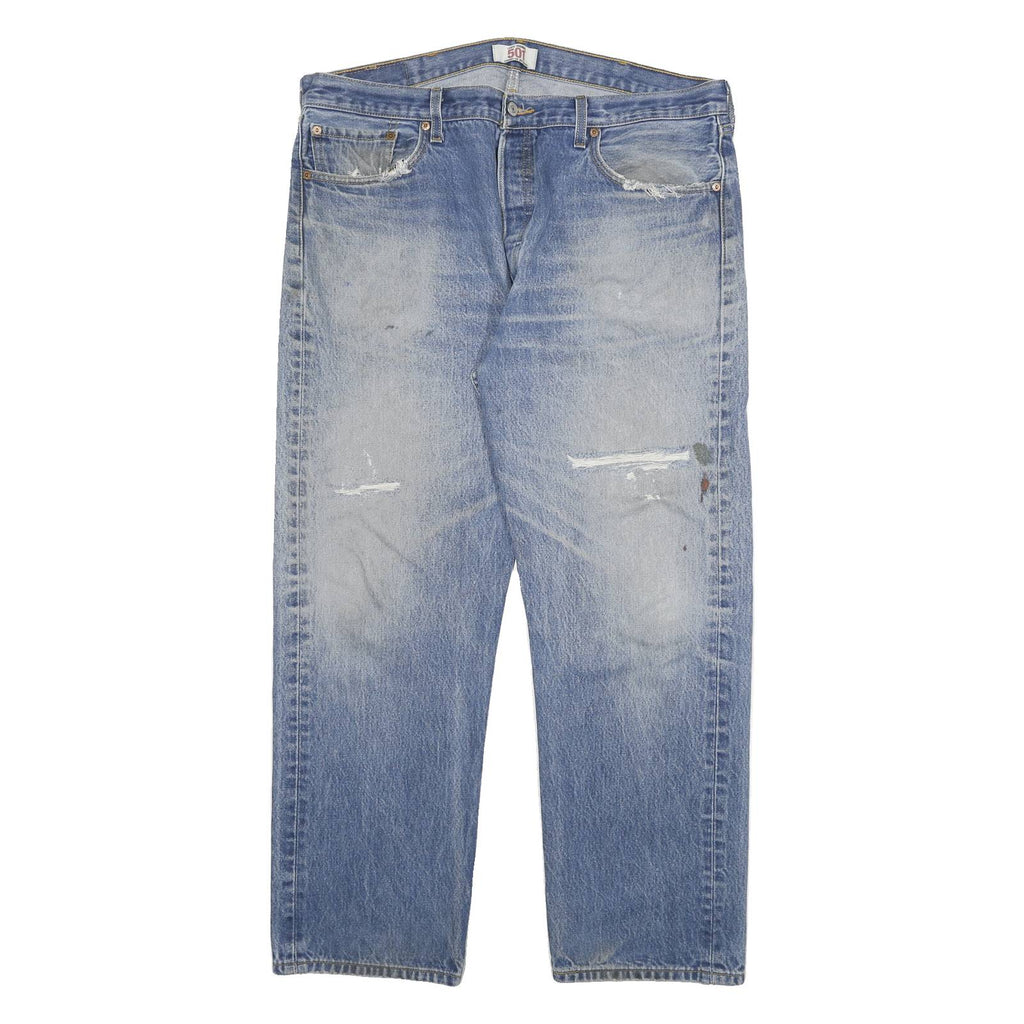 LEVI'S 501 Mens Blue Regular Straight Denim Cotton Stone Wash W40 L29 Button Fly