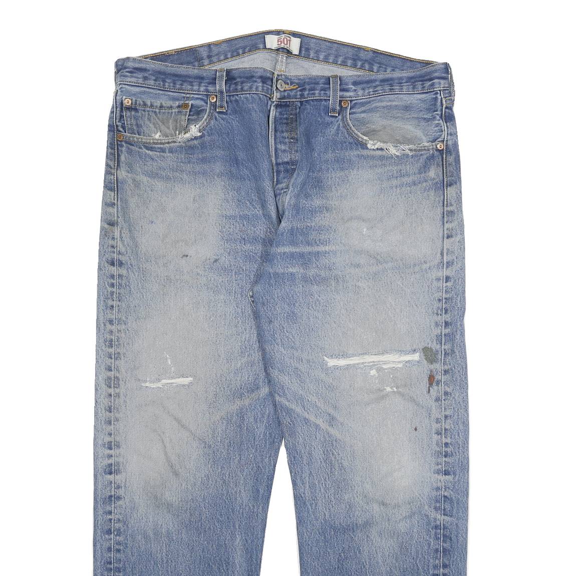 LEVI'S 501 Mens Blue Regular Straight Denim Cotton Stone Wash W40 L29 Button Fly