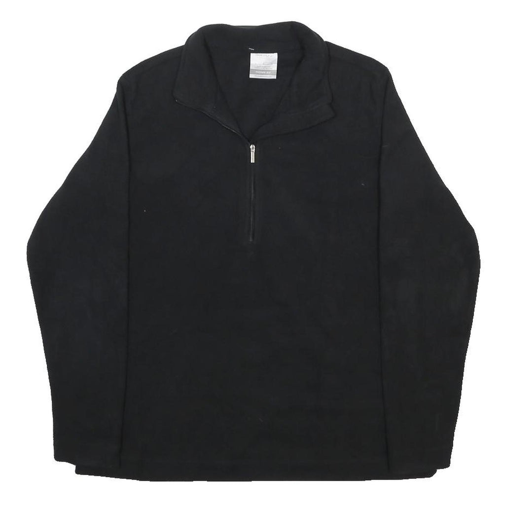 NIKE Womens Black Plain Jumper 1/4 Zip Polyester L Sports Casual