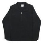 NIKE Womens Black Plain Jumper 1/4 Zip Polyester L Sports Casual