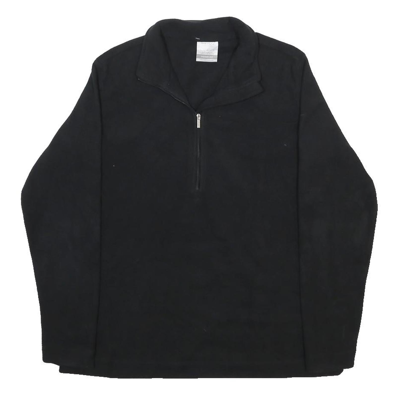 NIKE Womens Black Plain Jumper 1/4 Zip Polyester L Sports Casual