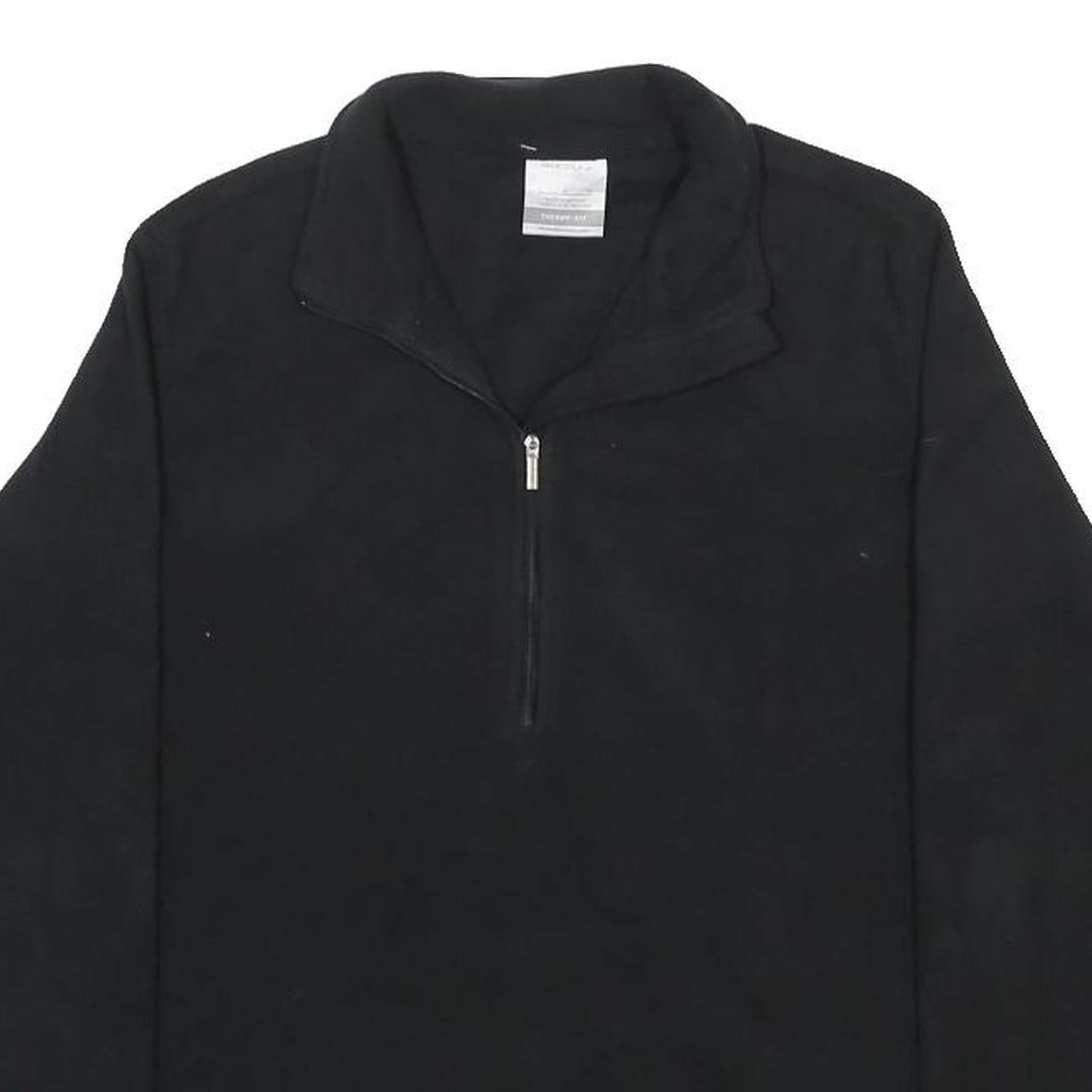 NIKE Womens Black Plain Jumper 1/4 Zip Polyester L Sports Casual